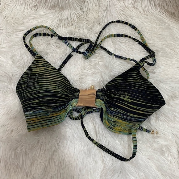 NWT Vince Camuto Swim midnight waves strappy back bikini top deep sea - Picture 2 of 11